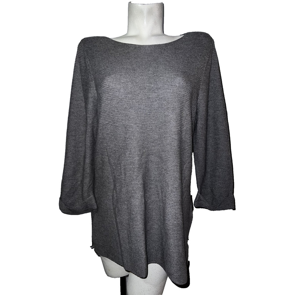 CHICO'S Sweater Women's Size L (2) Brown Touch of Cashmere Ribbed Pullover Tunic